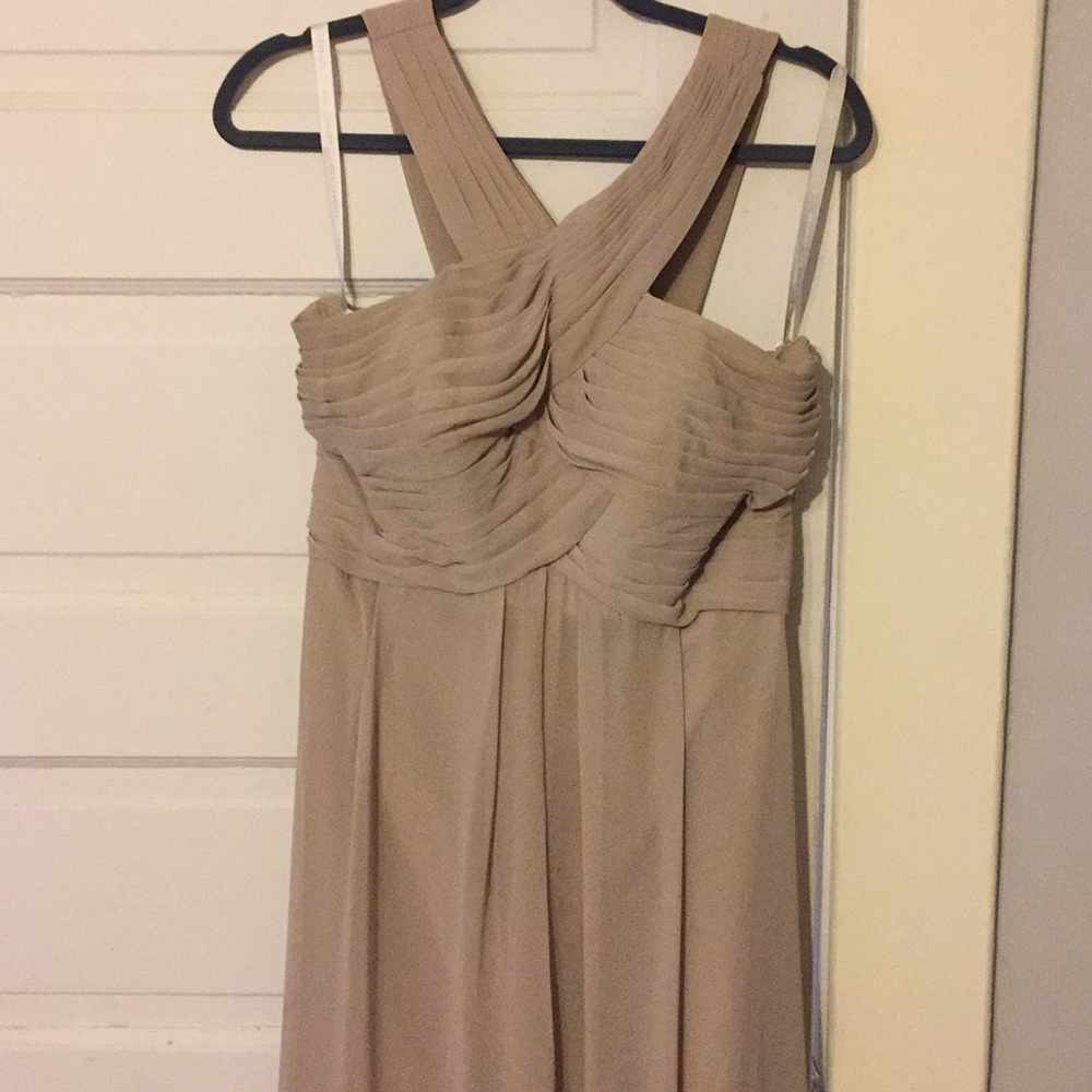 Beautiful taupe Bill Levkoff formal dress